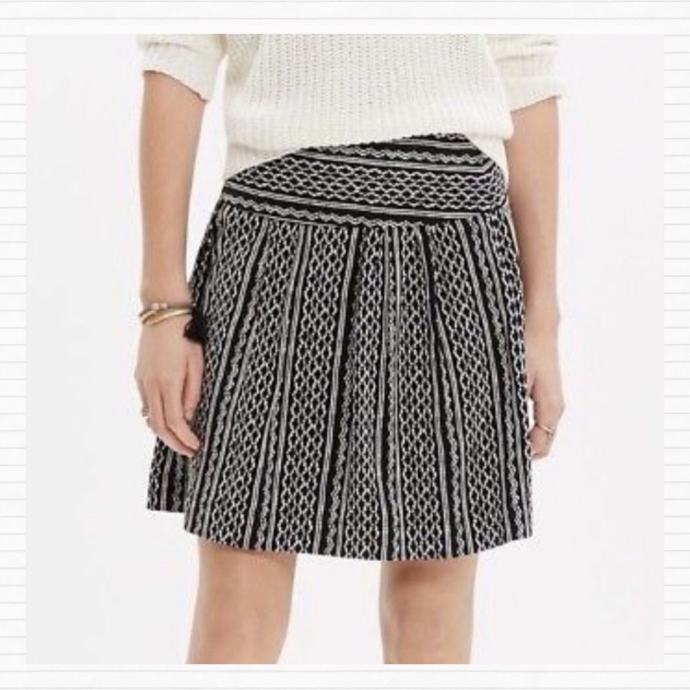 Madewell Silk Black White Aztec Printed Mini Skirt - Picture 6 of 14